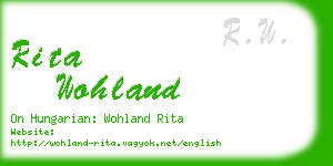 rita wohland business card